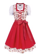 Oktoberkjole - Christine - sød rød/hvid kjole i 3 dele